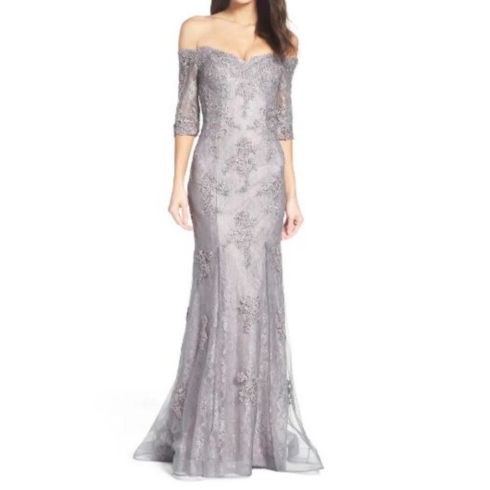 LA FEMME Off  Shoulder Lace Mermaid Gown - size 12
